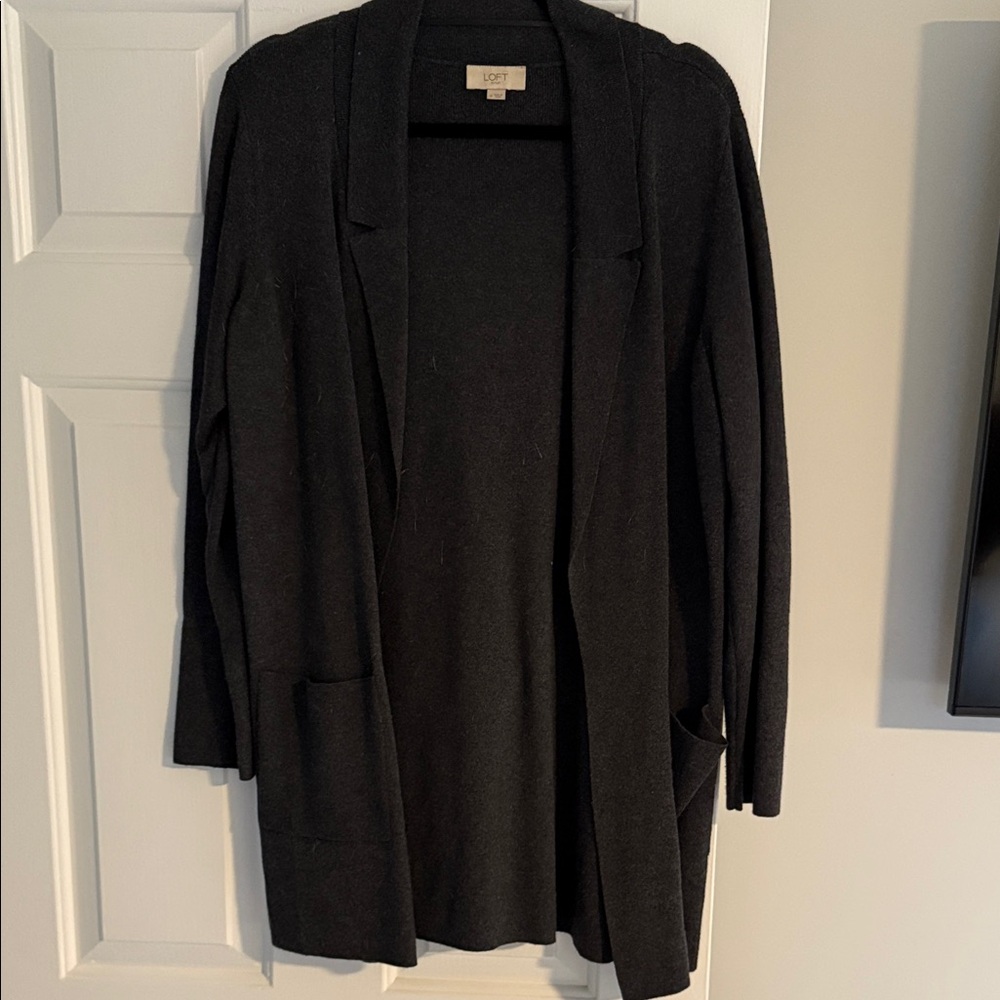 LOFT Black Open-Front Cardigan